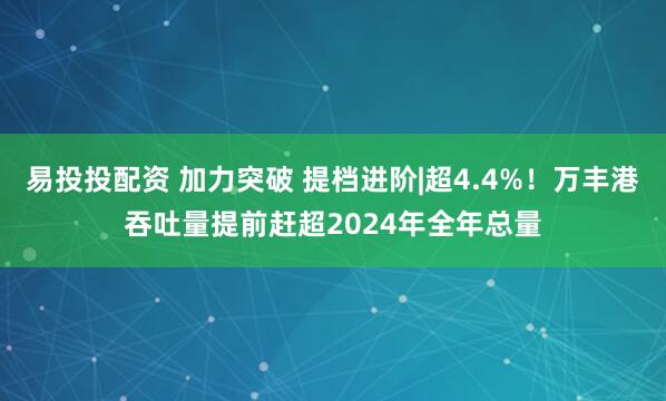 易投投配资 加力突破 提档进阶|超4.4%！万丰港吞吐量提前赶超2024年全年总量